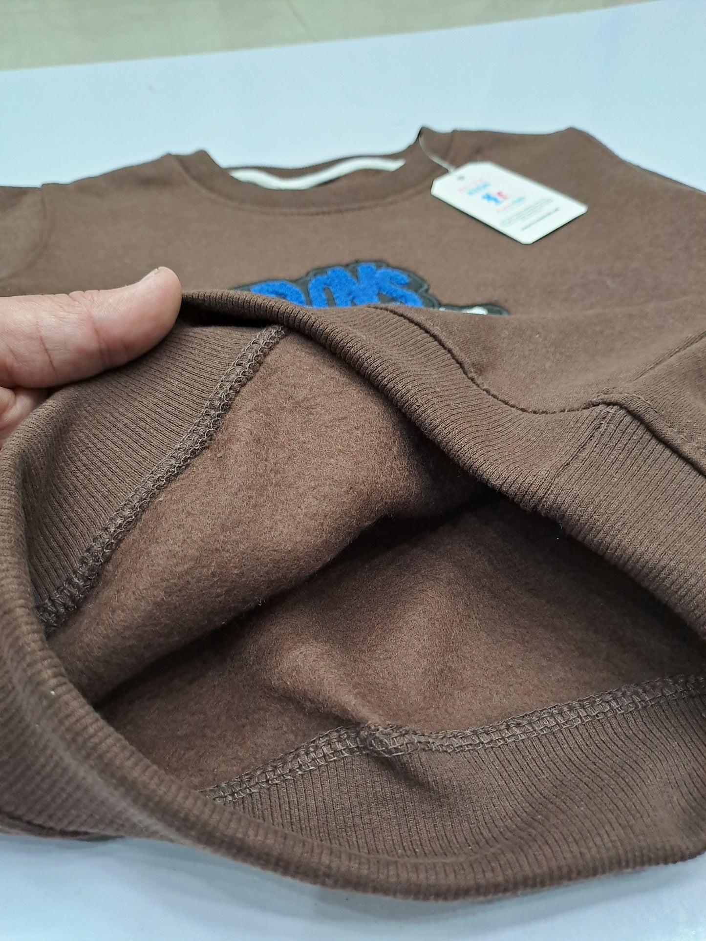 Boys Brown Embroidered Sweatshirt