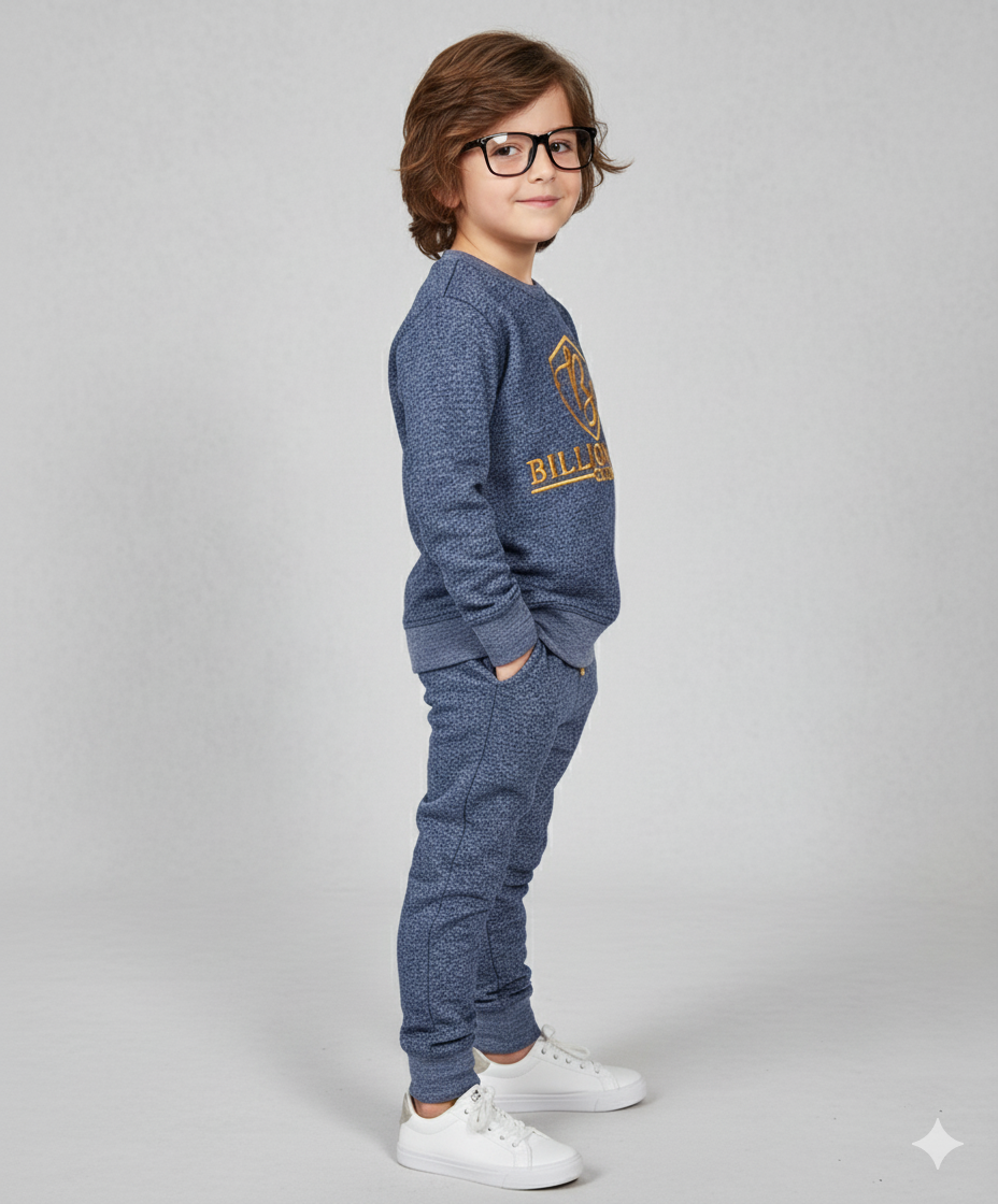 Boys Blue Embroidered Premium Track Suit