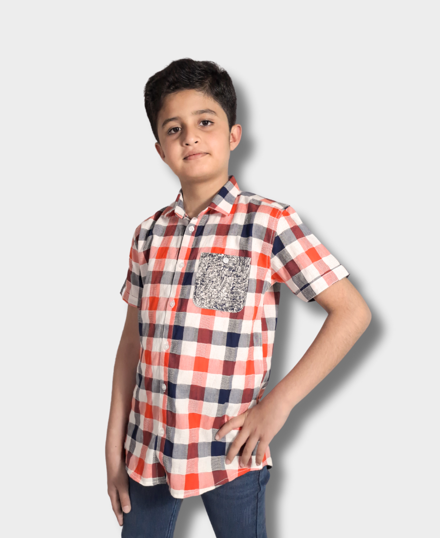Orange Check Casual shirt