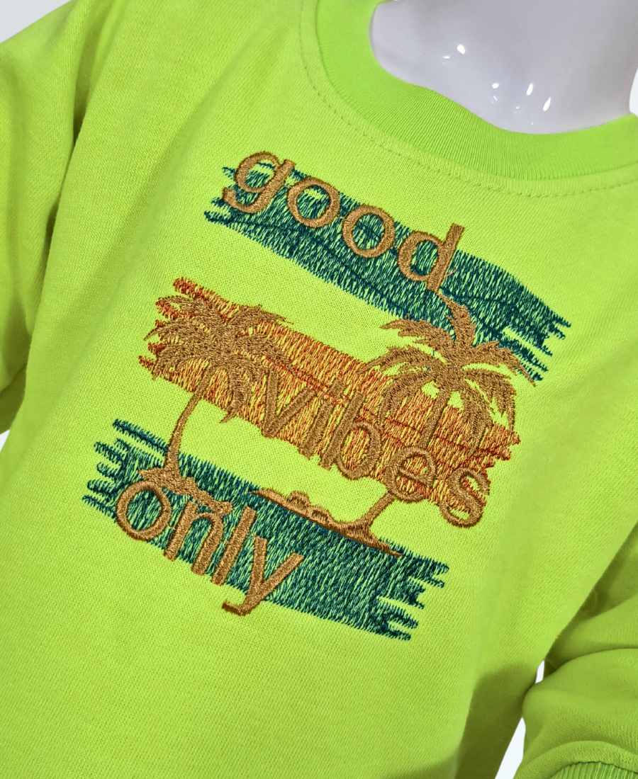 Parrot Green Embroidered Sweat Shirt