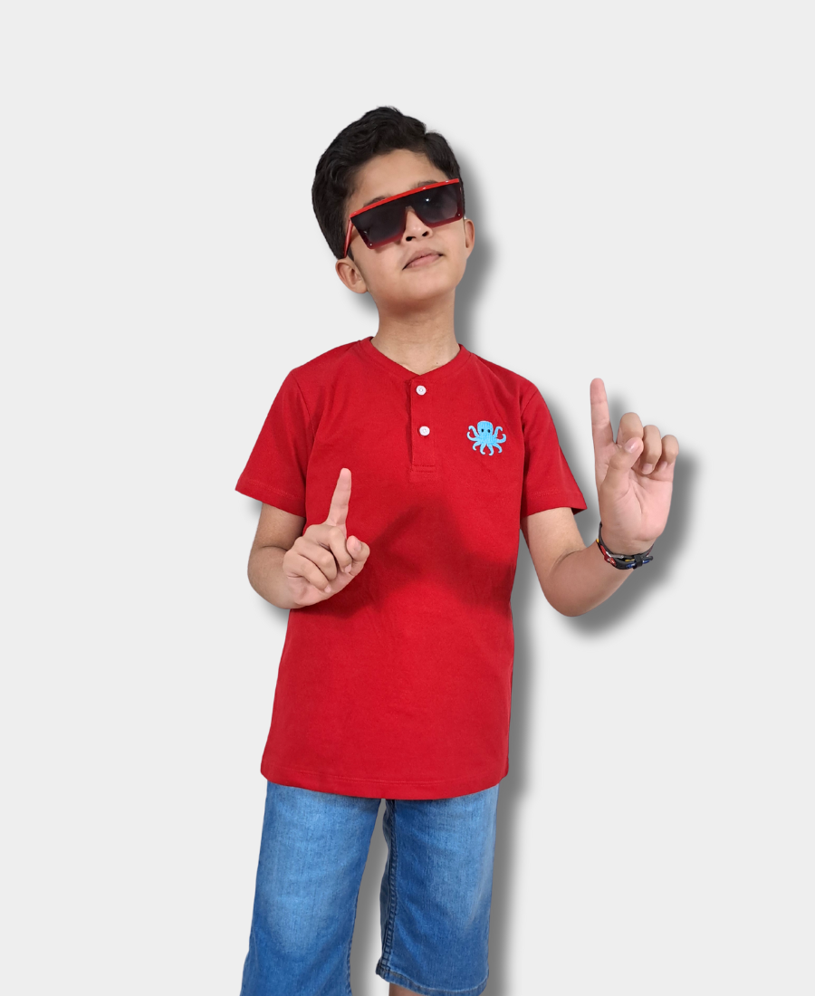 Red (Octopus) Polo-Shirt