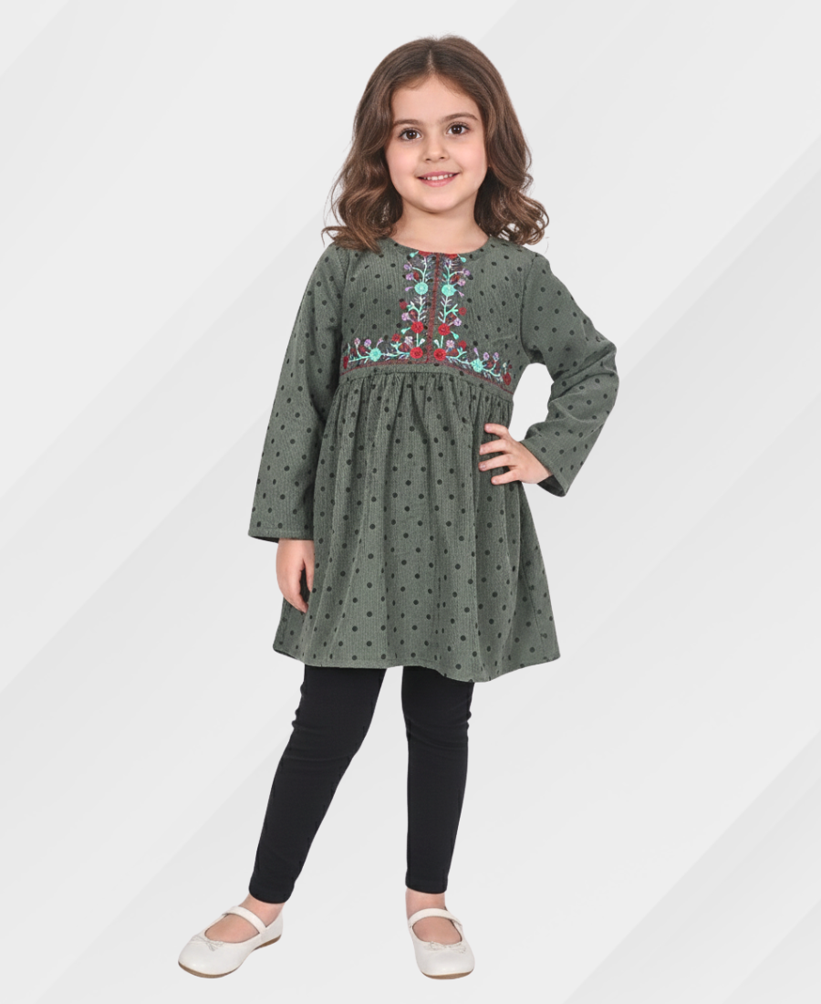 Rado-Green Embroidered Corduroy Top