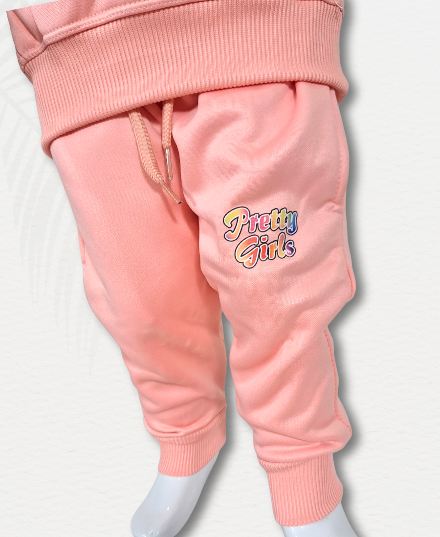Peach Little Girls Premium Track Suit