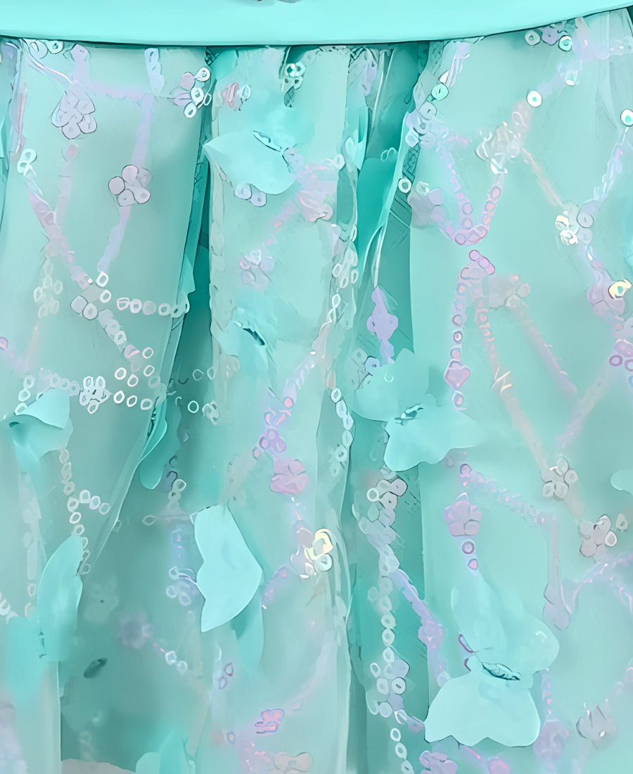 Aqua-Blue Doll Fancy Skirt Set