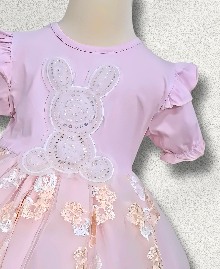 Lilac Rabbit Net Fancy Frock