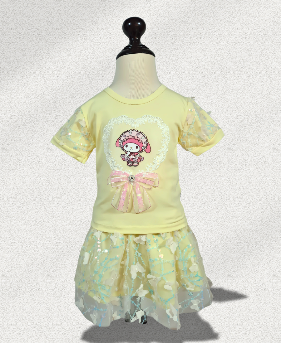 Lemon-Yellow Doll Fancy Skirt Set