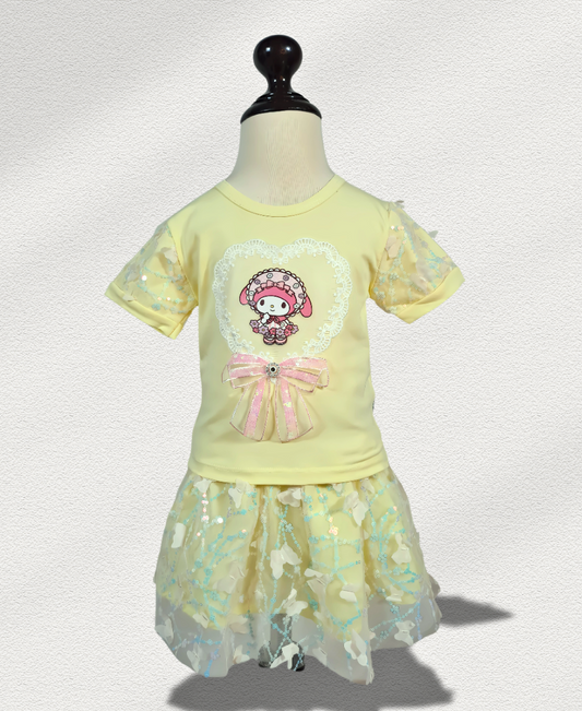 Lemon-Yellow Doll Fancy Skirt Set