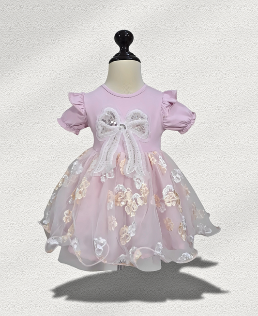 Lilac Bow Net Fancy frock