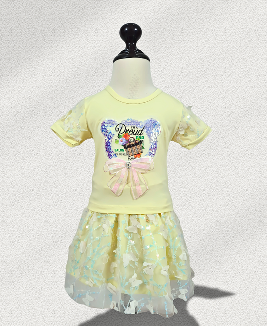 Lemon-Yellow Fancy Skirt Set