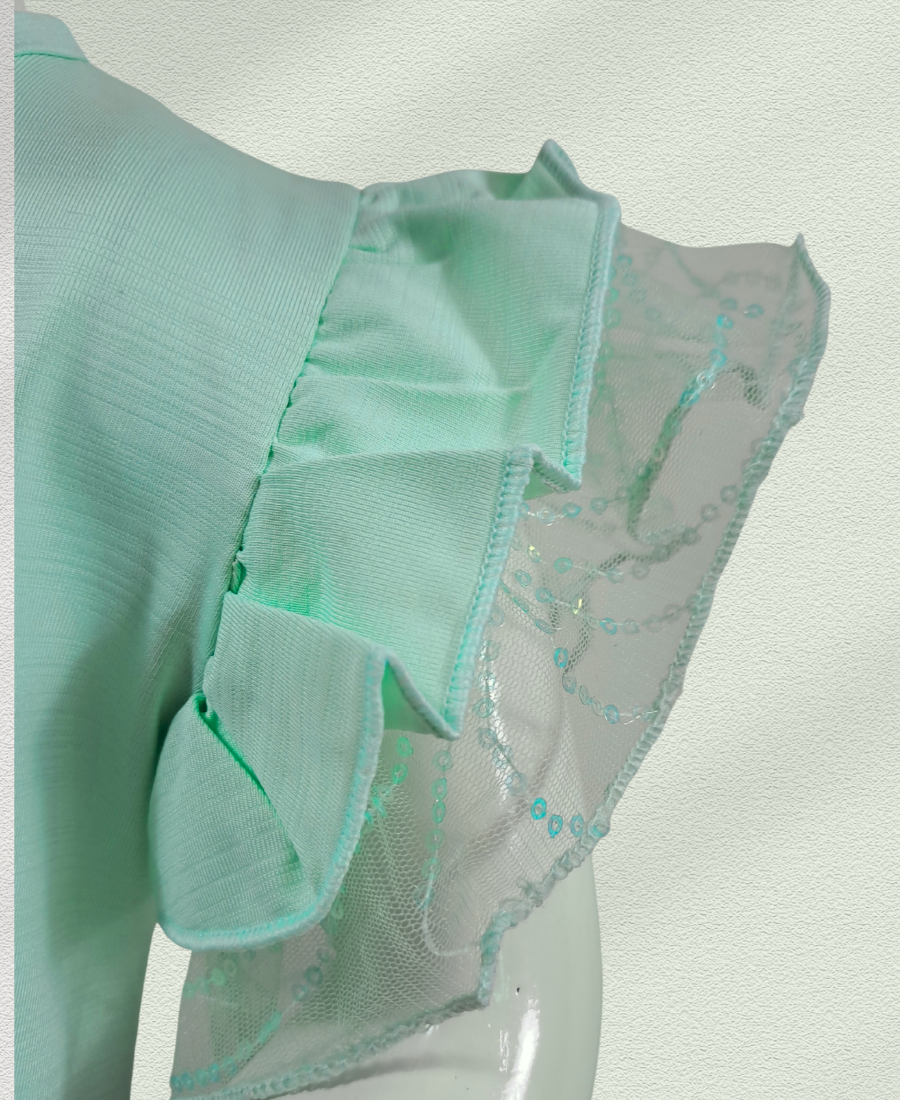 Aqua-Green Bow (Stone Work) With Printed Trouser