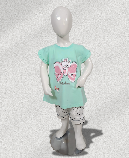 Aqua-Green Shorts Set