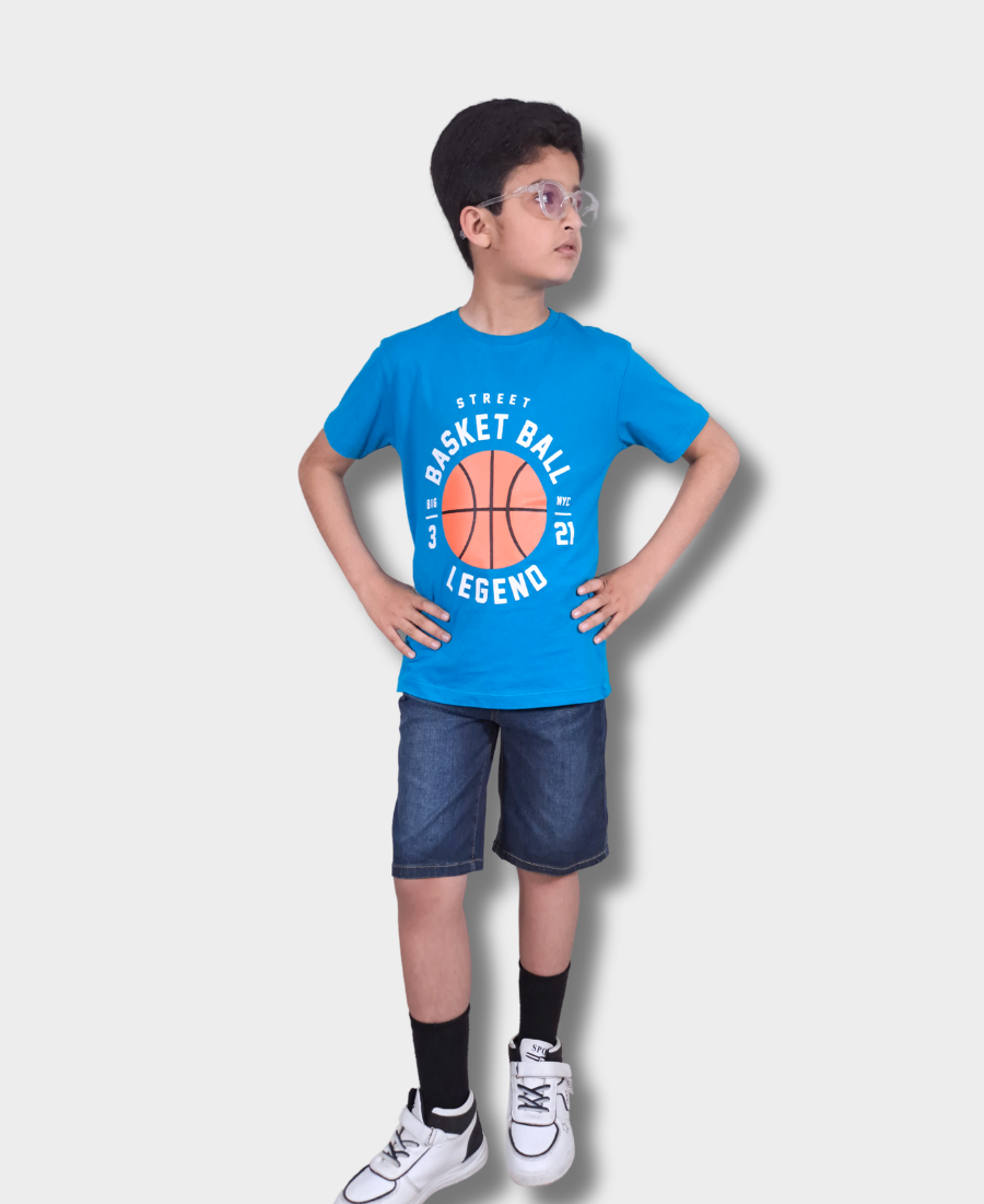 Bluish-Green  Basketball T-Shirt