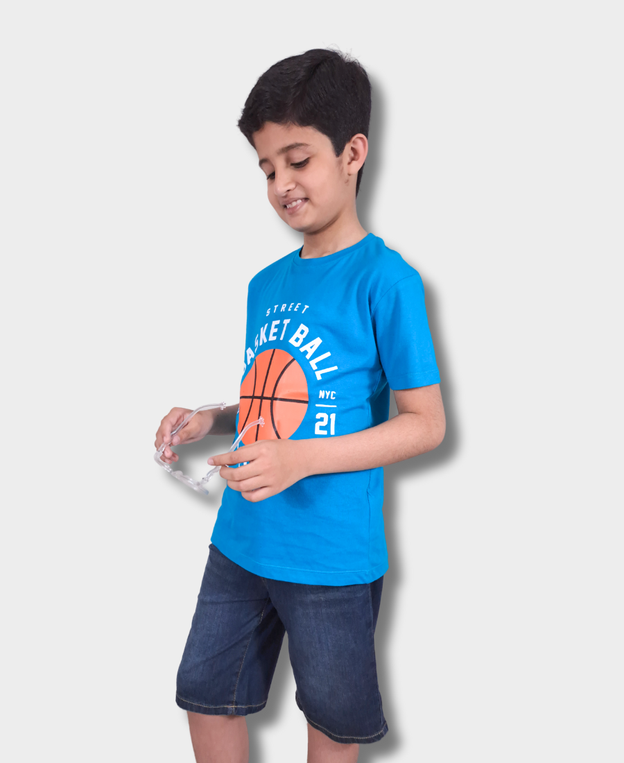 Bluish-Green  Basketball T-Shirt