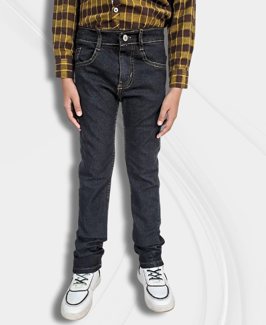 Boys Black Textured Jeans