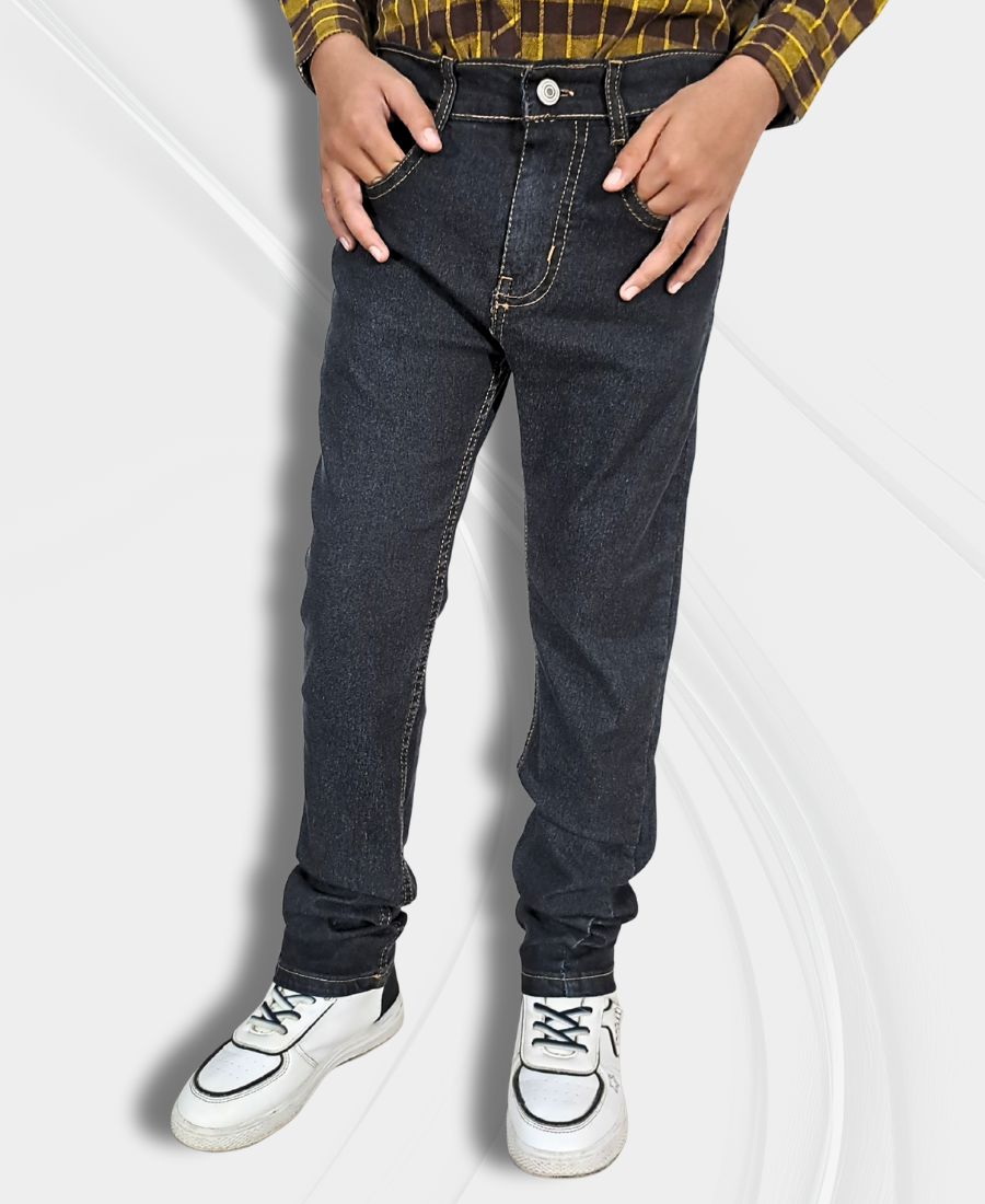 Boys Black Textured Jeans