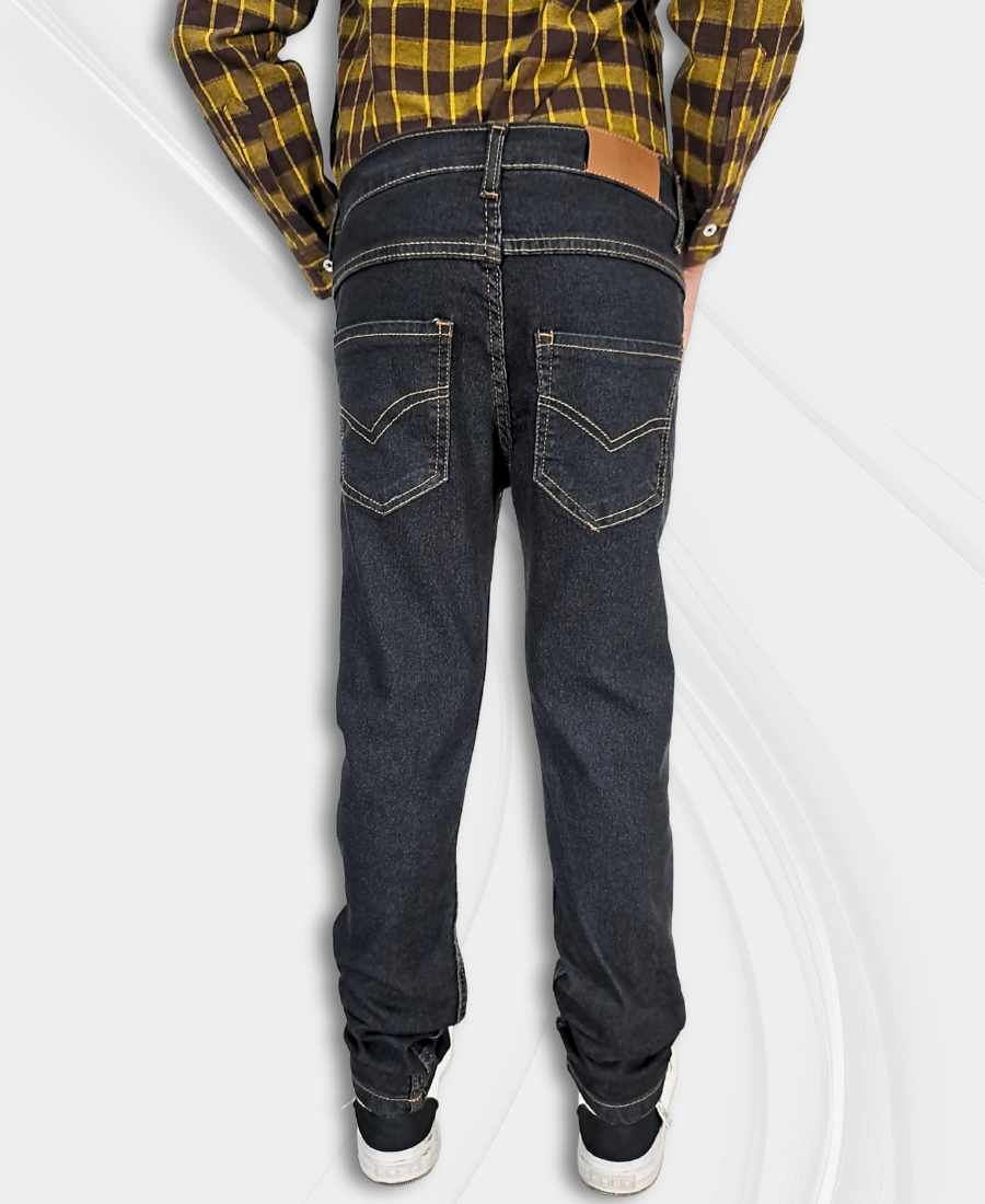Boys Black Textured Jeans