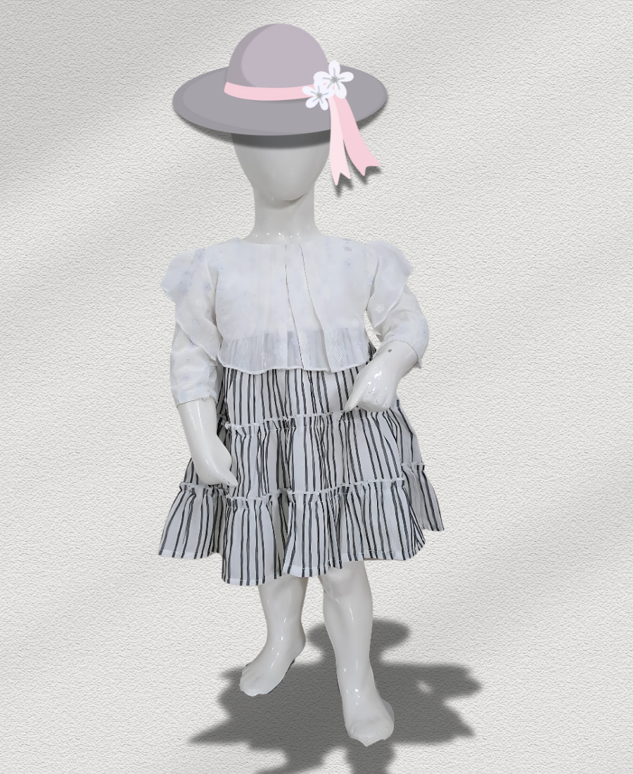 Black Lining Frock With Embroidered Bodice