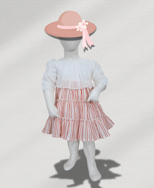 Brick Lining Frock With Embroidered Bodice