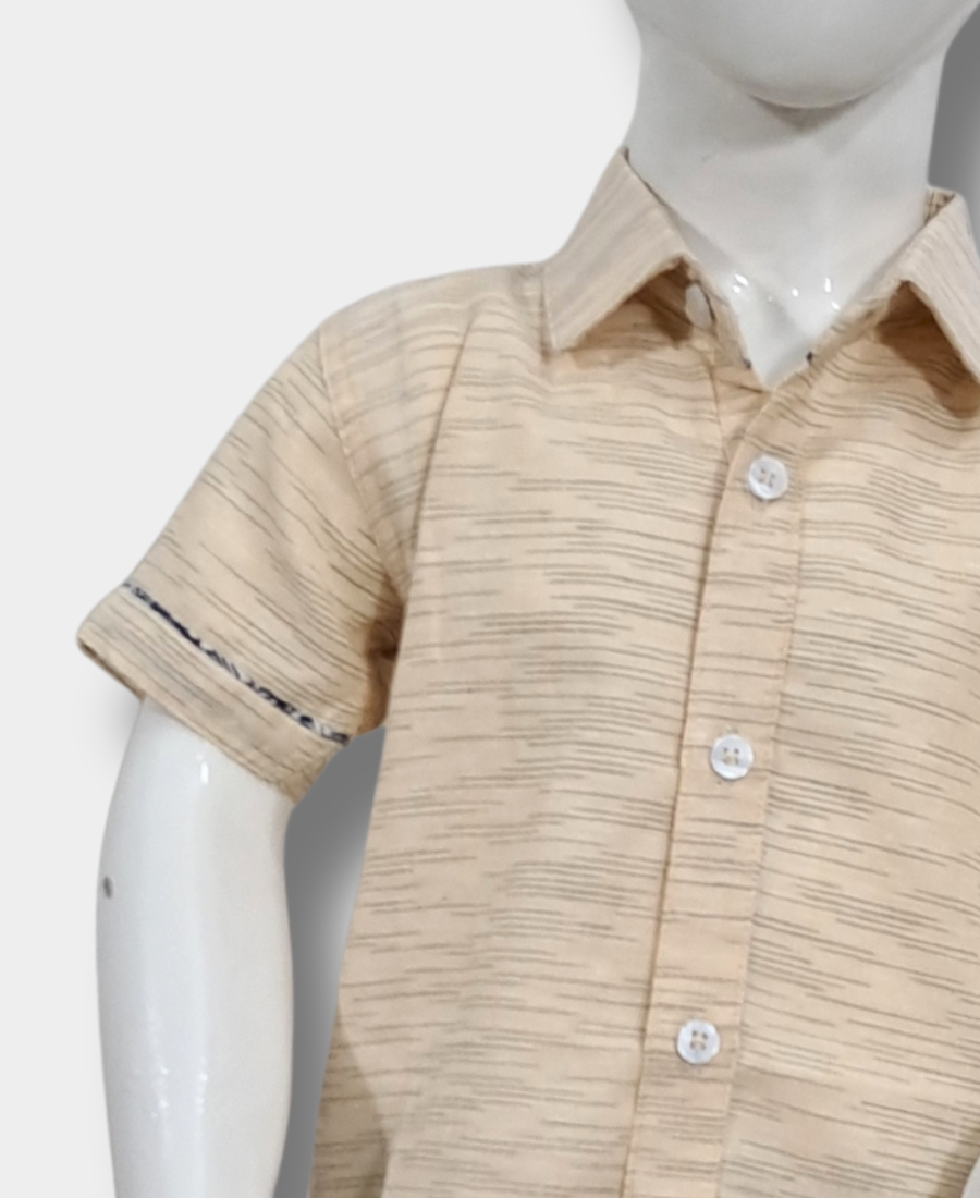 Fawn Textured Shirt With Lined Shorts