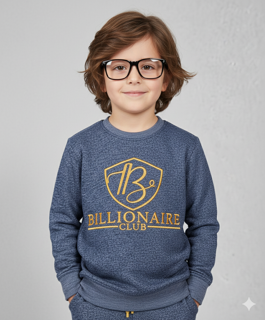 Boys Blue Embroidered Premium Track Suit