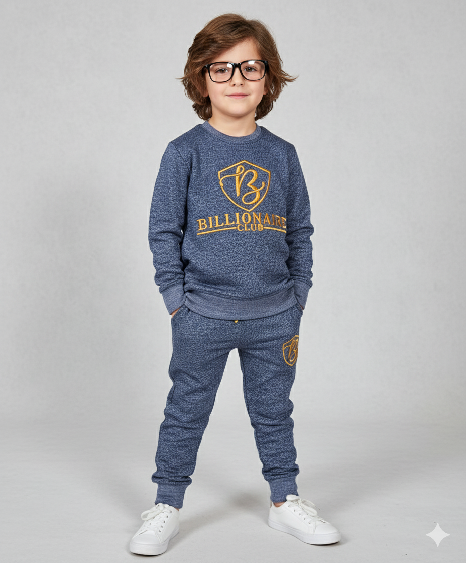 Boys Blue Embroidered Premium Track Suit