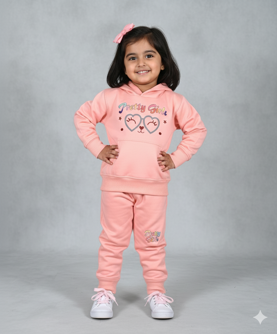 Peach Little Girls Premium Track Suit
