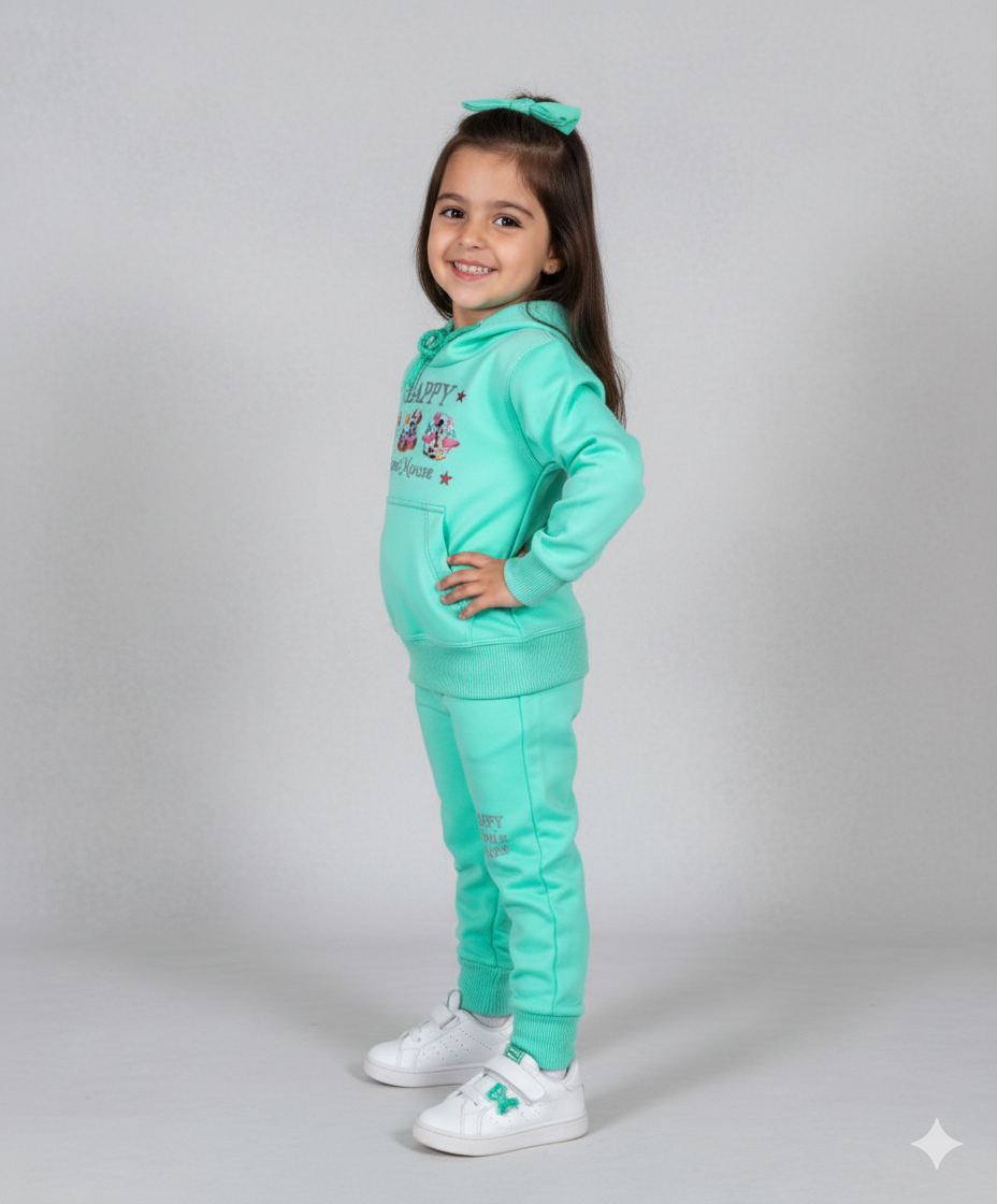 Aqua-Green little Girls Premium Track Suit