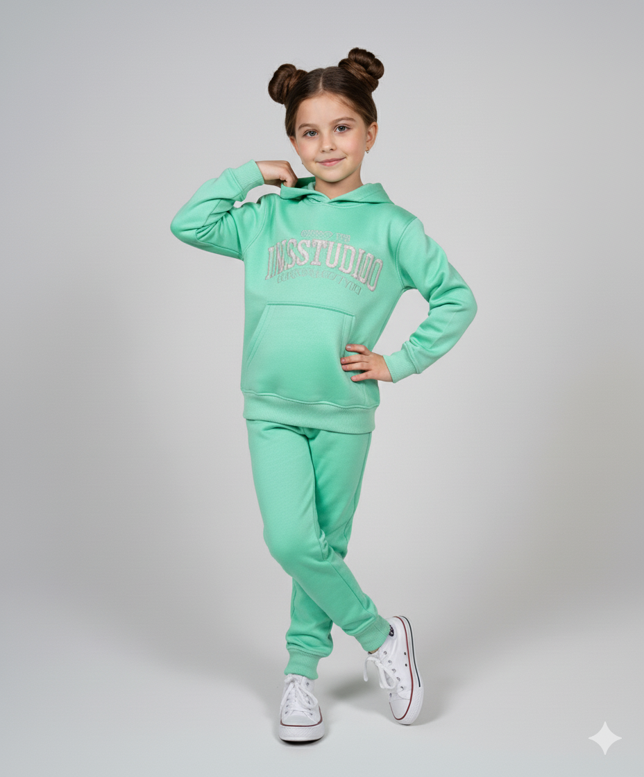 Girls Premium Embroidered Aqua Track Suits