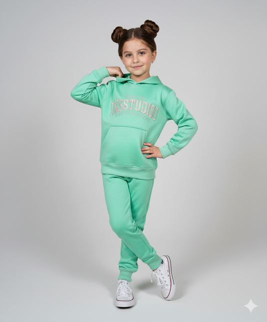 Girls Premium Embroidered Aqua Track Suits