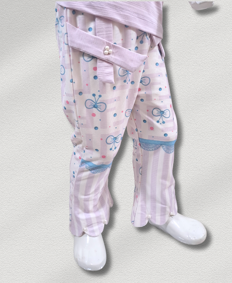 Lilac Bow (Stone Work) With Printed Trouser