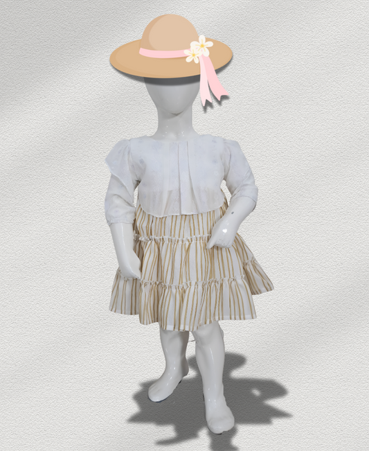 Golden Lining Frock With embroidered Bodice
