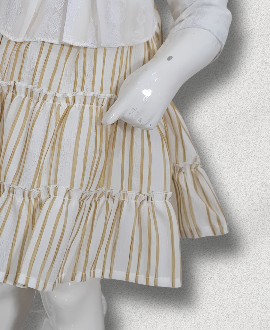 Golden Lining Frock With embroidered Bodice