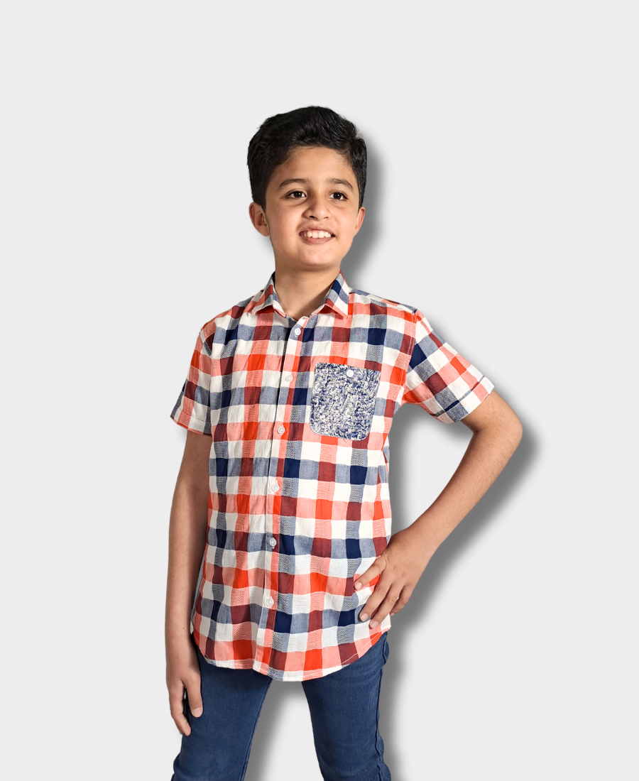 Orange Check Casual shirt