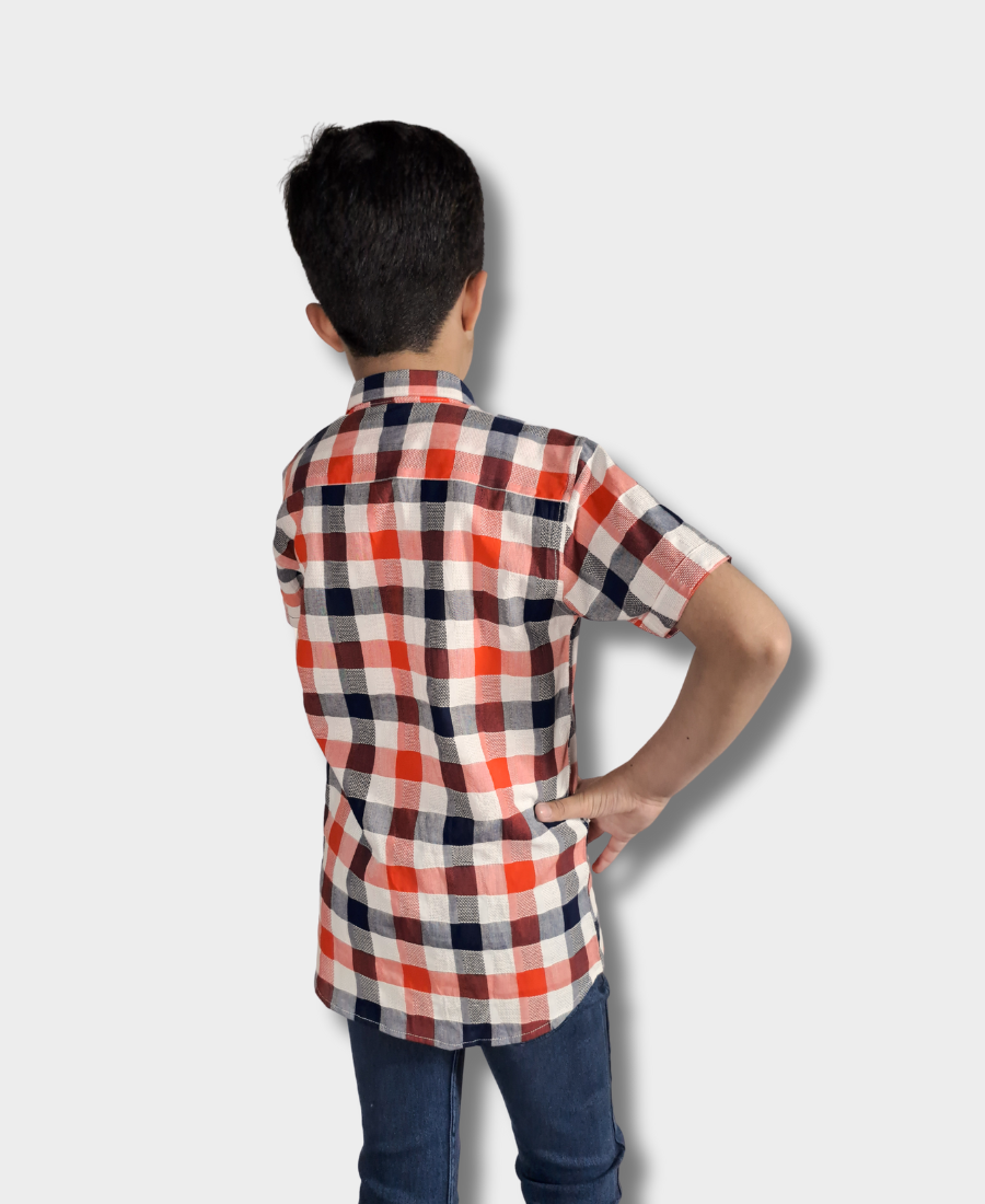 Orange Check Casual shirt