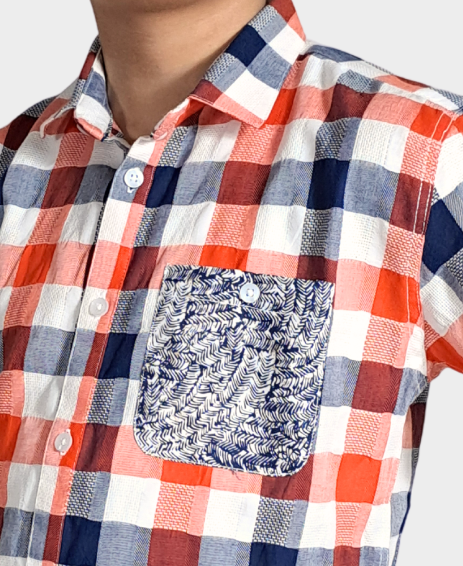 Orange Check Casual shirt