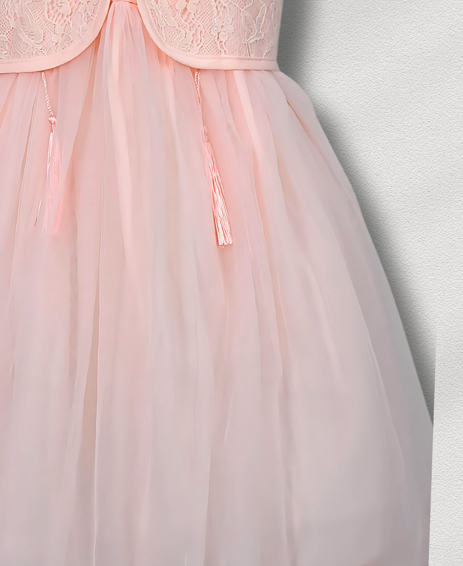 Peach Premium Net Frock