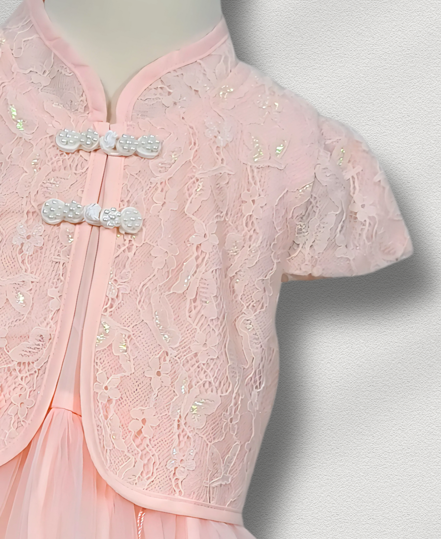 Peach Premium Net Frock