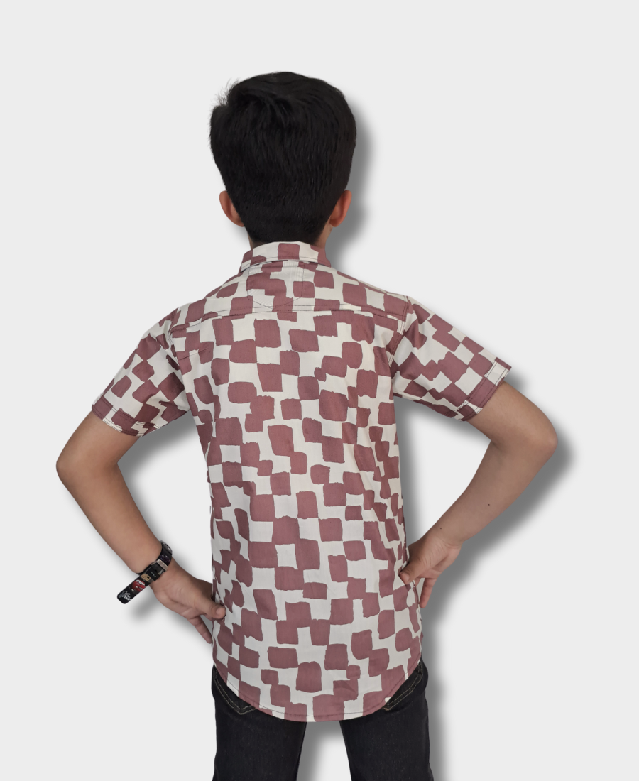 Off-White & Tea Pink Casual Shirt