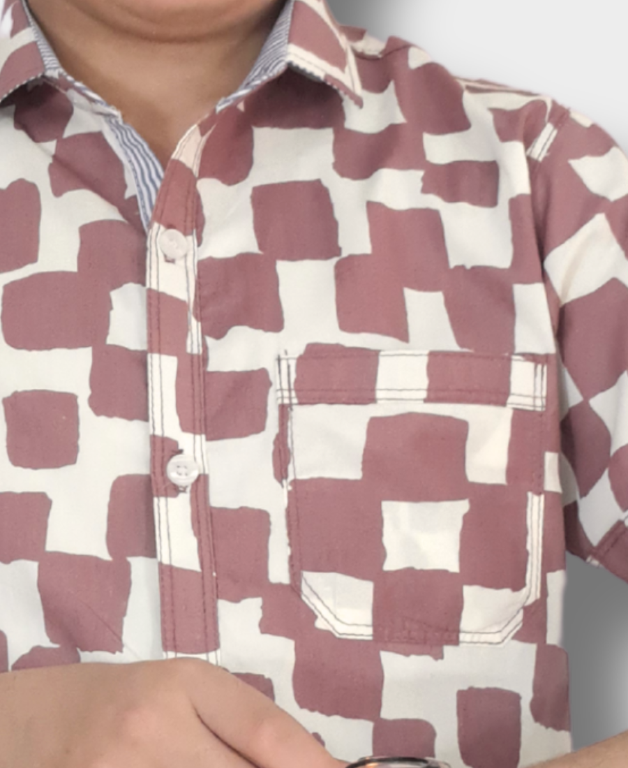 Off-White & Tea Pink Casual Shirt