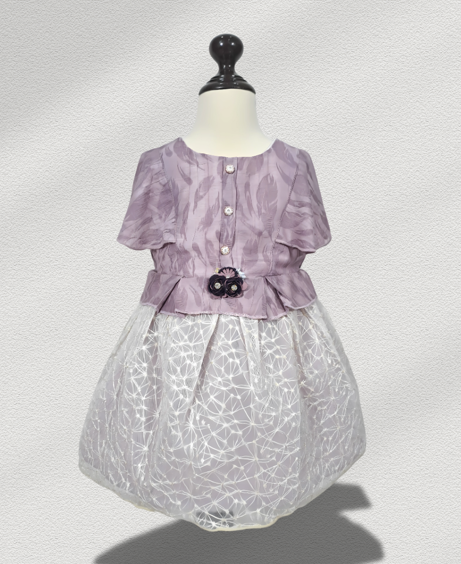 Mauve Formal Frock With Floral Motive