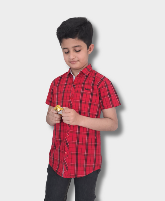 Red & Black Plaid Checked Casual Shirt
