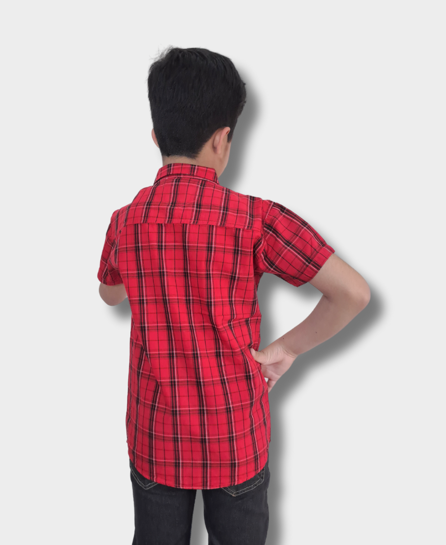 Red & Black Plaid Checked Casual Shirt