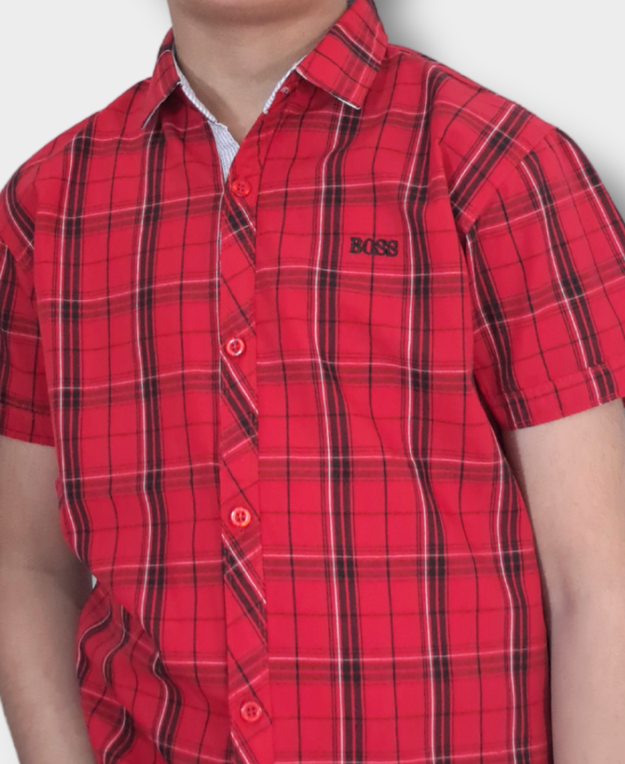 Red & Black Plaid Checked Casual Shirt