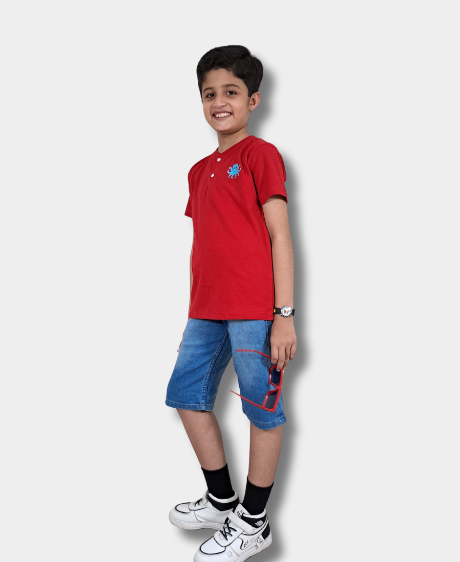 Red (Octopus) Polo-Shirt