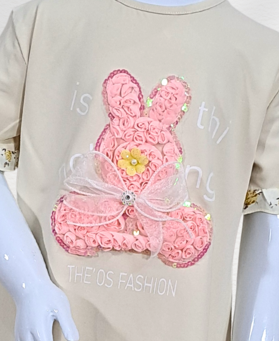 Skin Trouser Set (3D floral Rabbit)