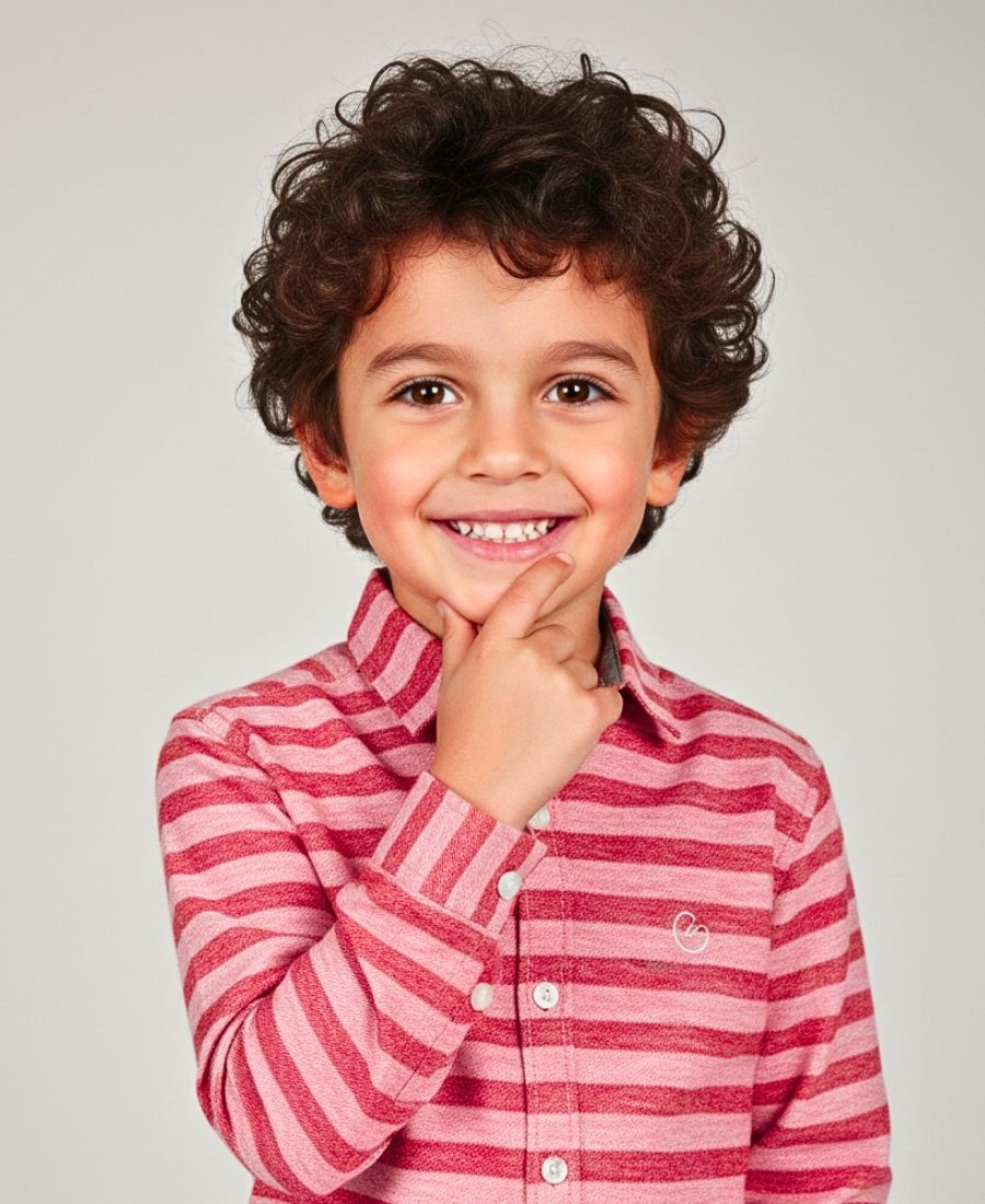Boys Pink Textured Casual Shirt