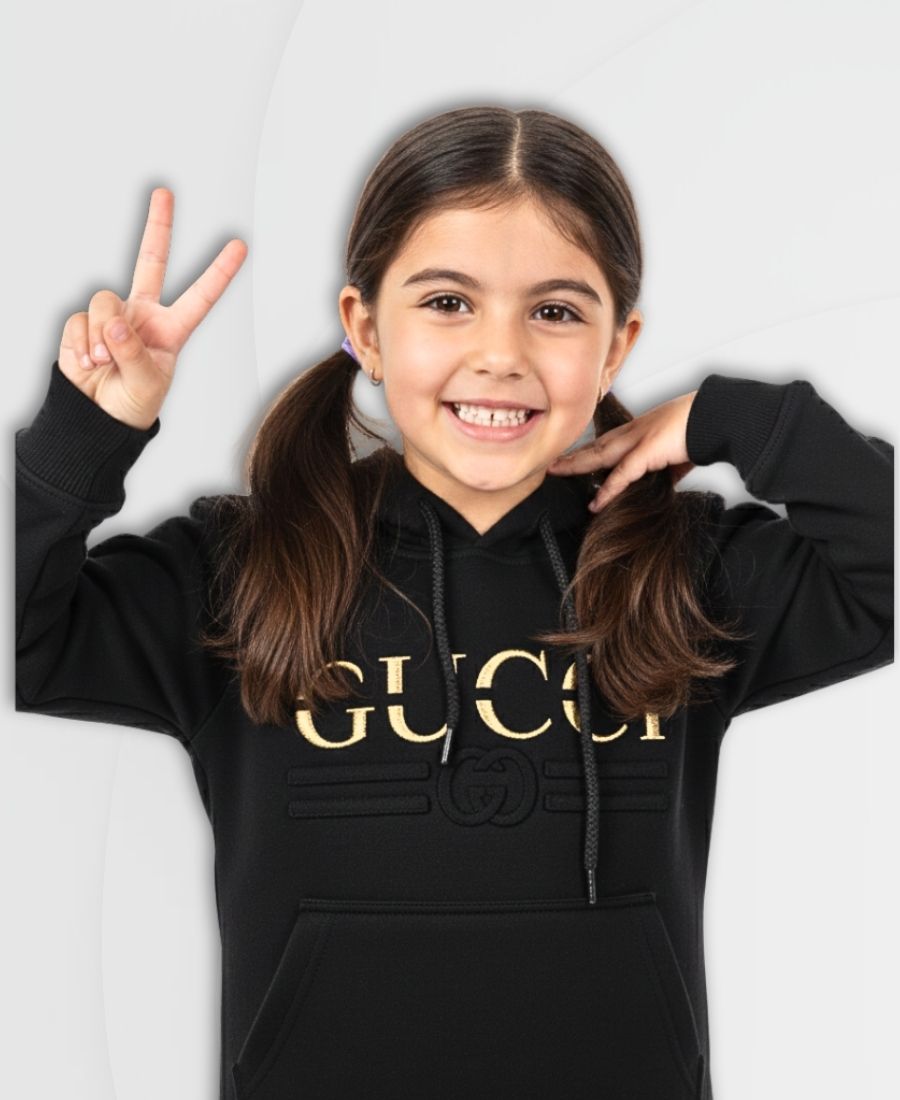 Girls Premium Embossed Black Track Suits