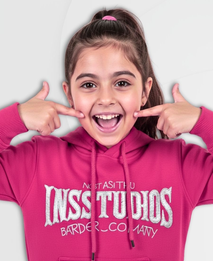 Girls Premium Embroidered Shocking Pink Track Suits