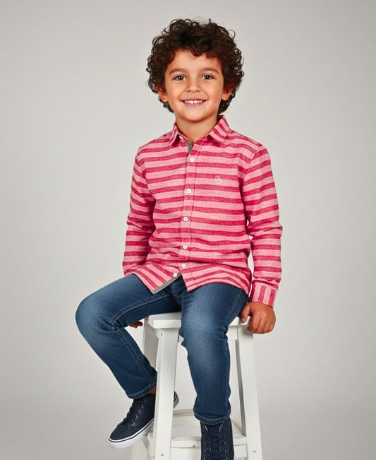 Boys Pink Textured Casual Shirt