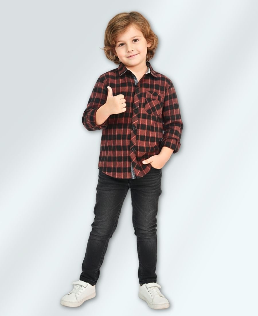 Red & Black Boys Casual Shirt